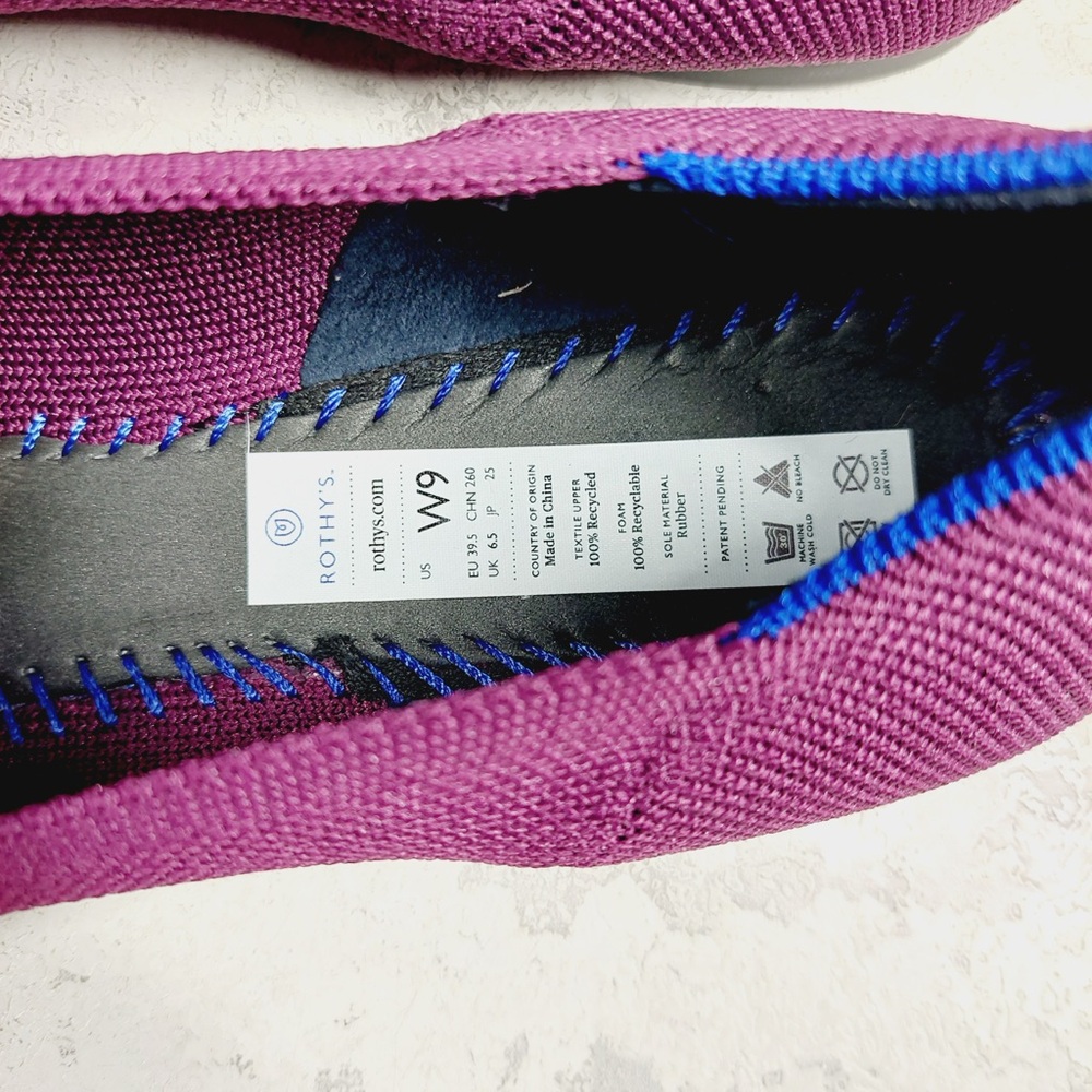 NEW Rothy's The Flat Purple Knit Pointy Toe Slip On Loafers X453 - Picture 7 of 10